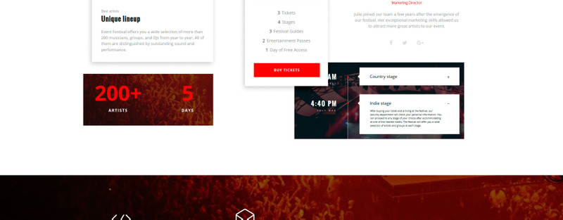 Festival Event - Responsive HTML5 Landing Page Vorlage - Eigenschaften Bild 3
